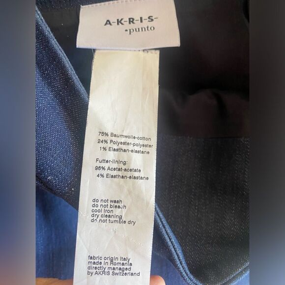 Akris Punto Pencil Skirt Size 6 Denim Dark Blue Lined Pocket - Picture 6 of 16